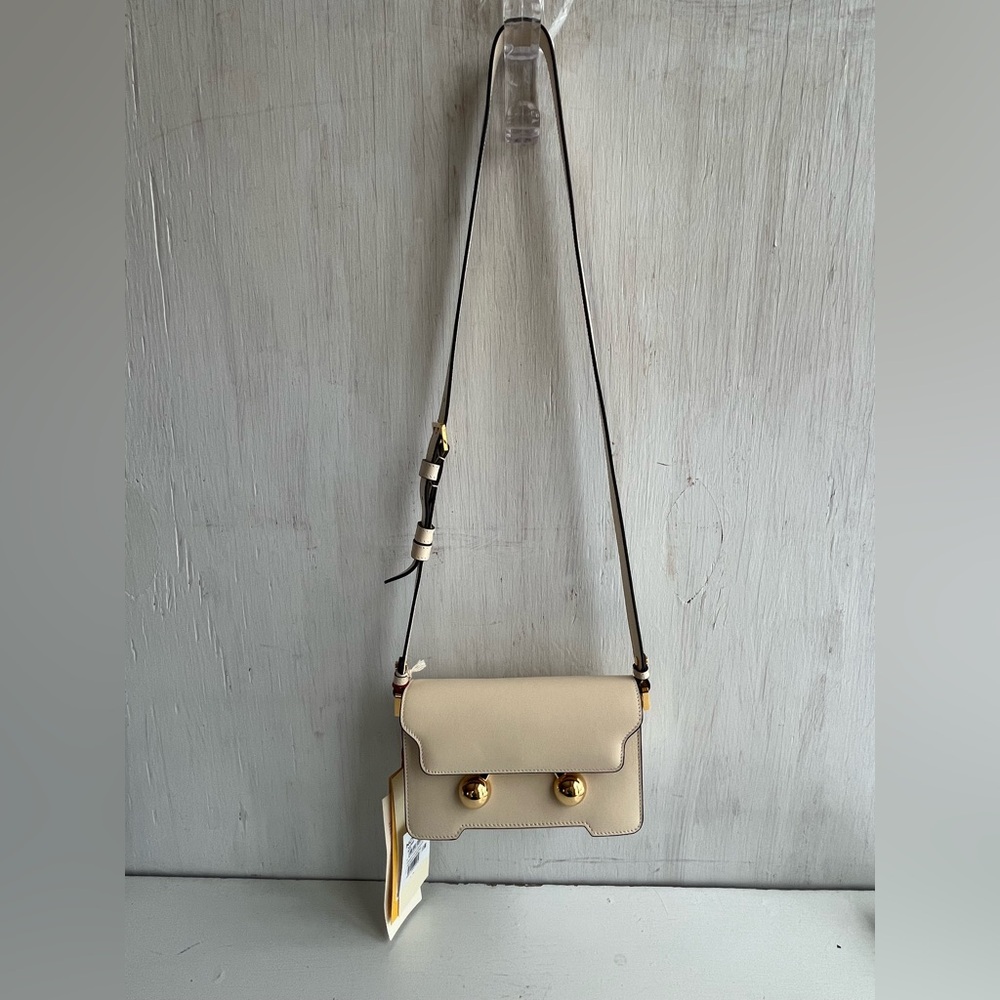 MARNI Mini Trunkaroo Leather Shoulder Bag- Off White - Picture 3 of 14